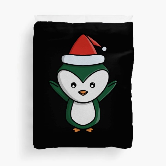 Festive Penguin with Santa Hat Duvet Covers