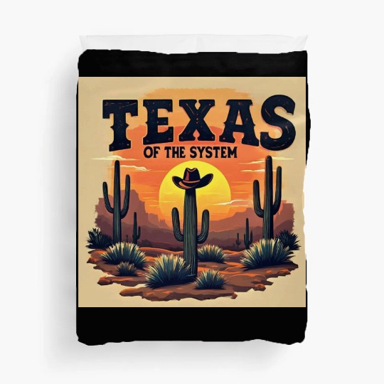 Texas Sunset Cactus Illustration Duvet Covers