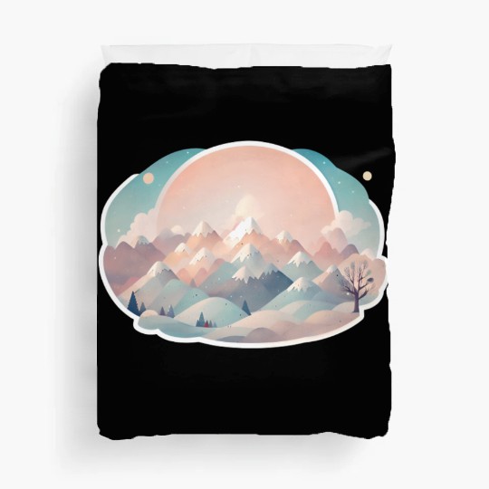 Serene Mountain Range with Sunrise Duvet Covers