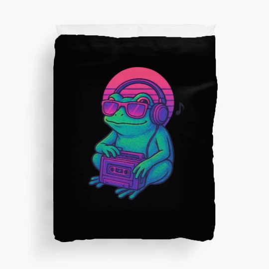 Retro Frog DJ Boombox Graphic Duvet Covers