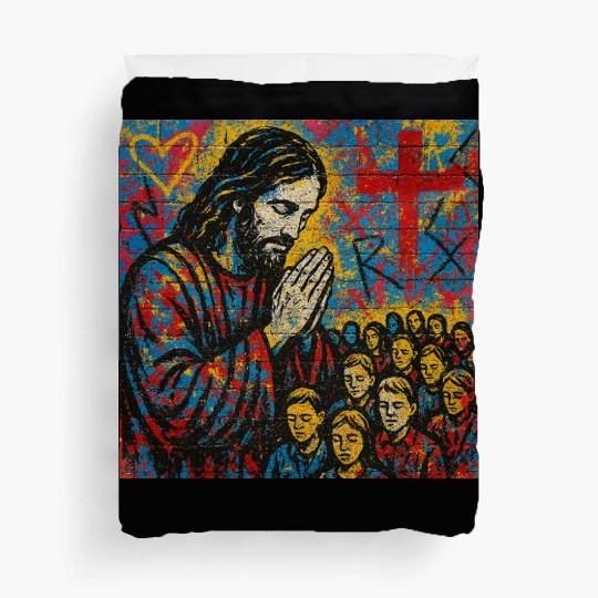 Praying Jesus Graffiti Art Design Duvet Covers