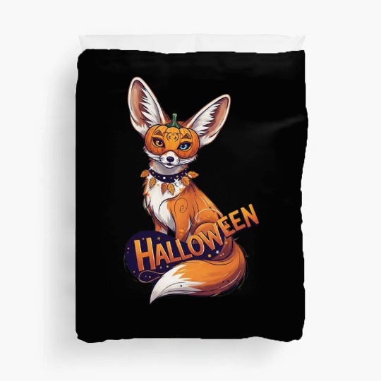 Enchanted Fox with Jack-o-Lantern Mask Duvet Covers