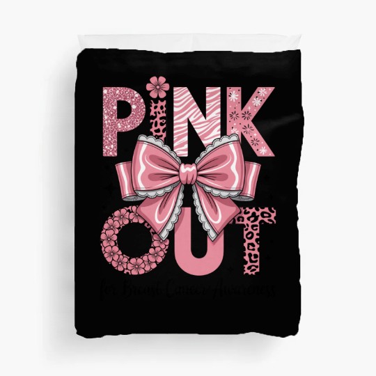 Pink Out Breast Cancer Awareness Coquette Bow  Duvet Covers