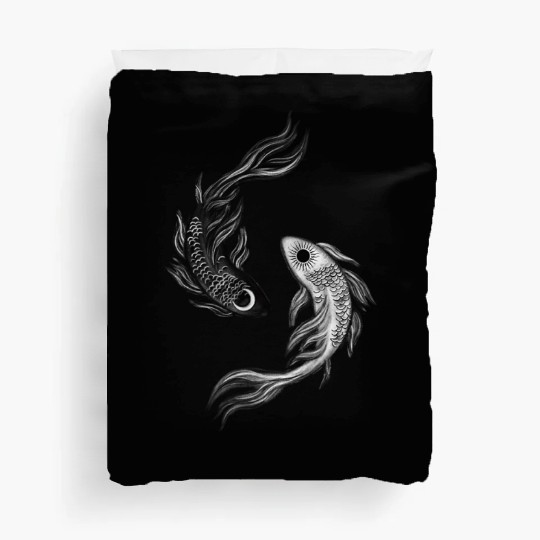 Ethereal Black & White Koi Fish Yin Yang Design Duvet Covers