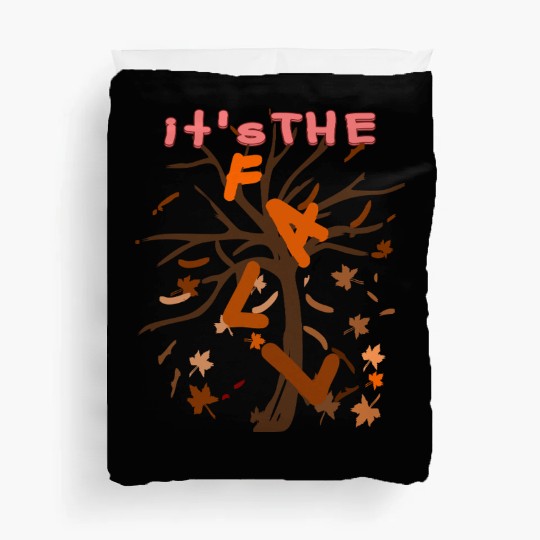 Autumn Tree Falling Leaves Illustration Duvet Covers