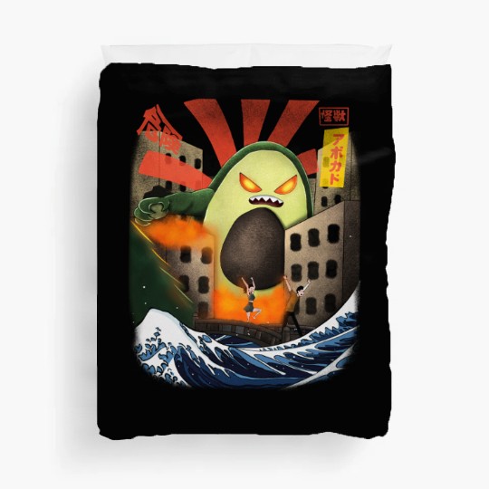 Giant Avocado Kaiju Monster Attack Urban City Duvet Covers