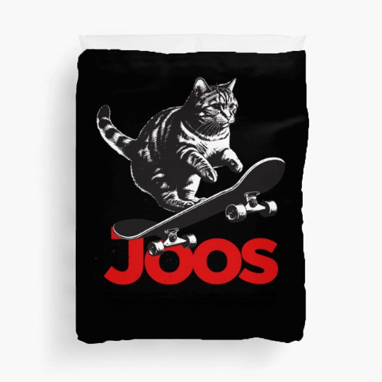 Cool Skateboard CAT with cute Boy Name JOOS Duvet Covers