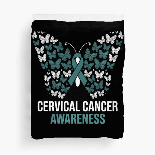 Cervical Cancer Awareness Butterfly Design Duvet Covers