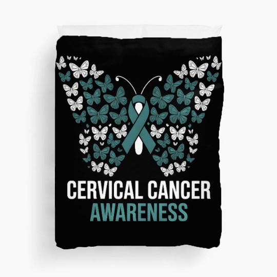 Cervical Cancer Awareness Butterfly Design Duvet Covers