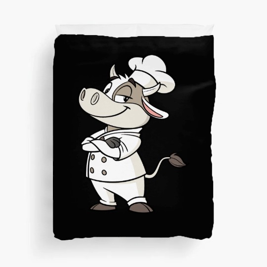 Charming Cow Chef Cartoon Illustration Duvet Covers
