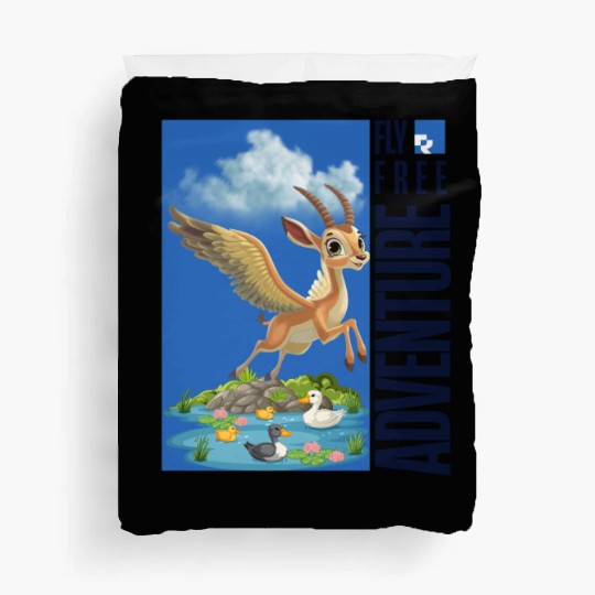 Flying Mythical Waterfowl with Adventure Theme Duvet Covers