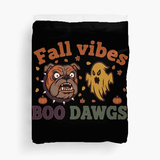 Fall vibes | Halloween Bulldog Ghost  Duvet Covers