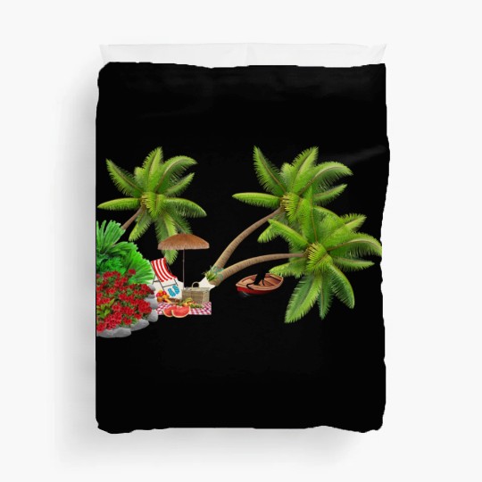 Tropical Island Paradise Scene Duvet Covers