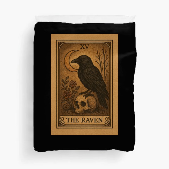 Gothic Raven Tarot Card Design Duvet Covers