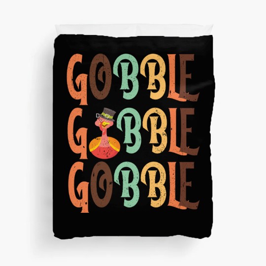 Festive Turkey and Gobble Text Pattern Duvet Covers