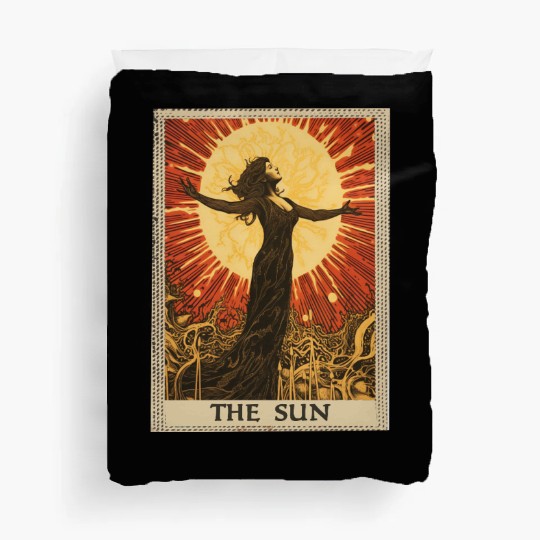 Vintage Tarot Card The Sun Duvet Covers
