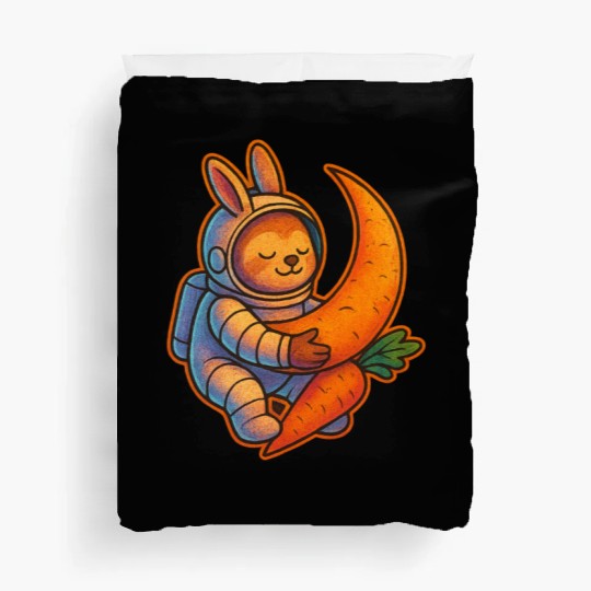 Adorable Moon Bunny with Carrot Duvet Covers