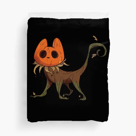 Whimsical Jack-o'-Lantern Cat Hybrid Duvet Covers