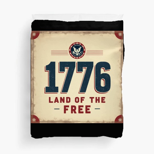 1776 Land of the Free Patriotic Emblem Duvet Covers