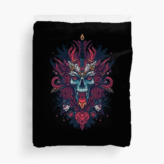 Vivid Tribal Skull with Mandala Elements Duvet Covers
