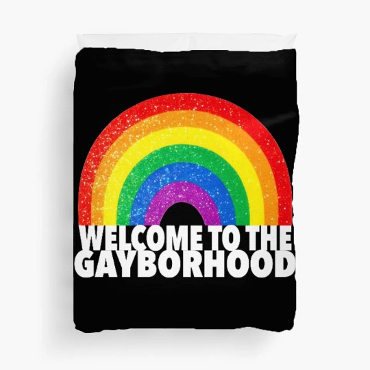 GAYBORHOOD Gay Pride Parade colorful rainbow LGBTQ Duvet Covers