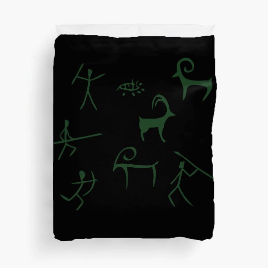 Caveman hunting cave drawings Duvet Covers