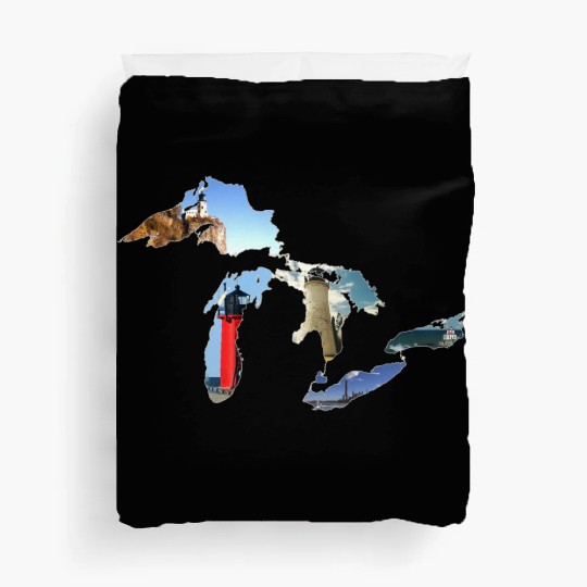 Michigan Great Lakes Lighthouses Duvet Covers
