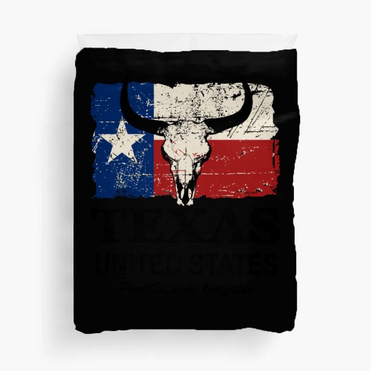 Texas Bull Flag - Vintage Look Duvet Covers
