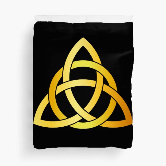 Original Triquetra circle celtic knot gold Duvet Covers