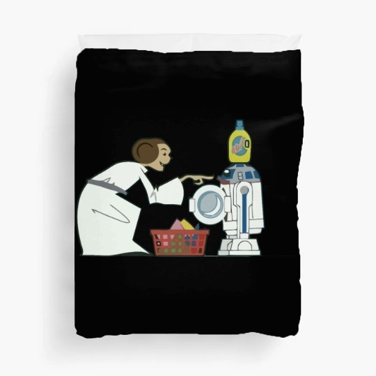 Funny Star Wars r2d2 and Leia comic Duvet Covers