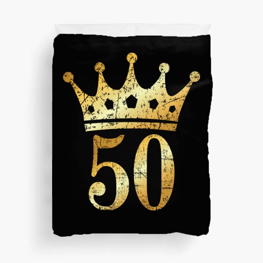 50th Birthday & Anniversary Crown (Golden-Yellow) Duvet Covers