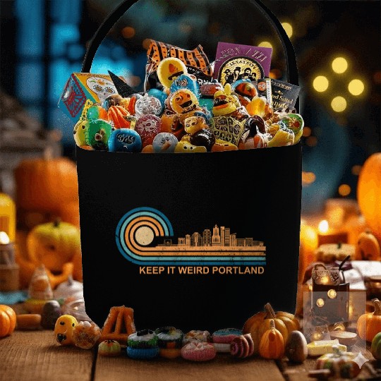 Keep It Weird Portland Oregon Skyline Retrokeep it Fabric Baskets