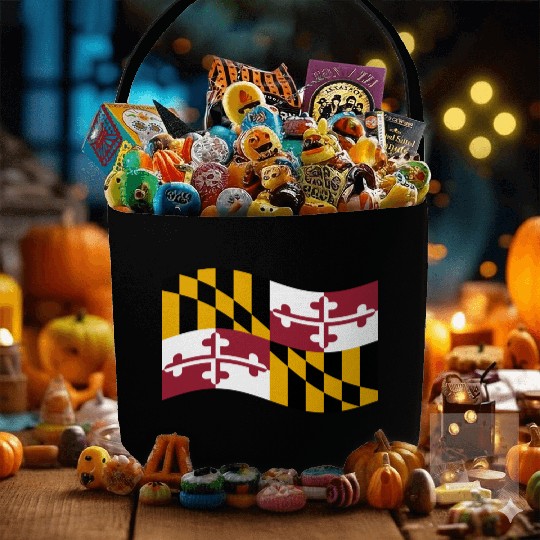 Waving Maryland Flag Fabric Baskets