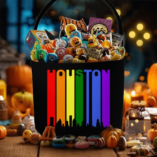 Houston Texas Rainbow Skyline LGBT Gay Pride Fabric Baskets