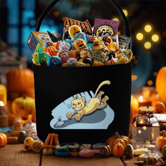 Cat Running After Rat - Tom and Jerry Illustration Fabric Baskets