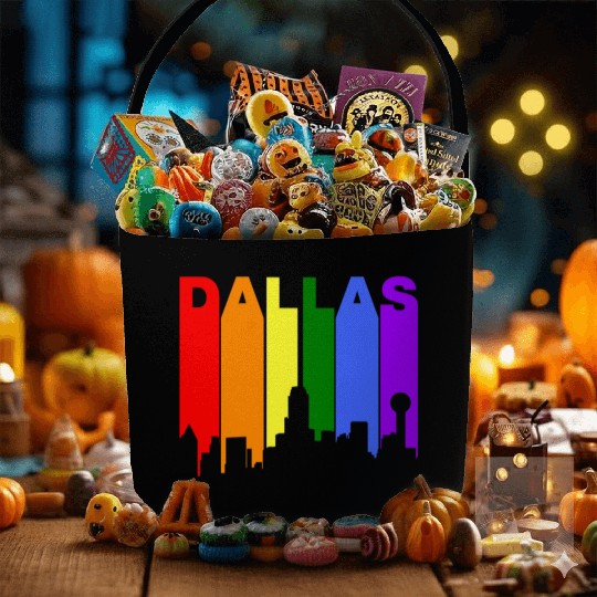 Dallas Texas Gay Pride Rainbow Skyline Fabric Baskets