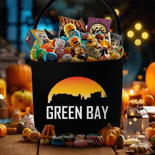 Green Bay Wisconsin Sunset Skyline Fabric Baskets