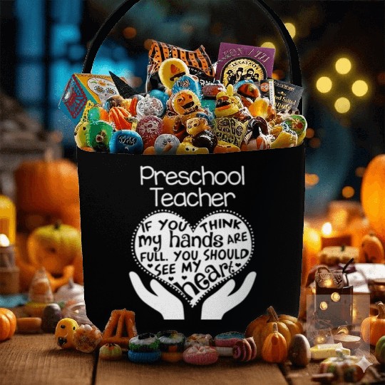 Preschool Teacher Full Heart Fabric Baskets