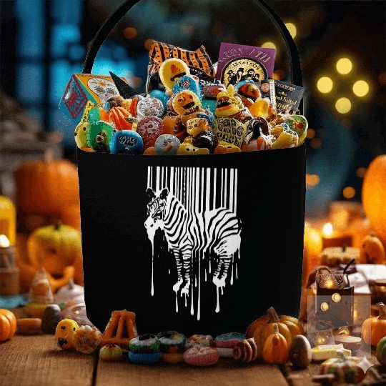 Banksy Street Art Zebra Bar Code Fabric Baskets