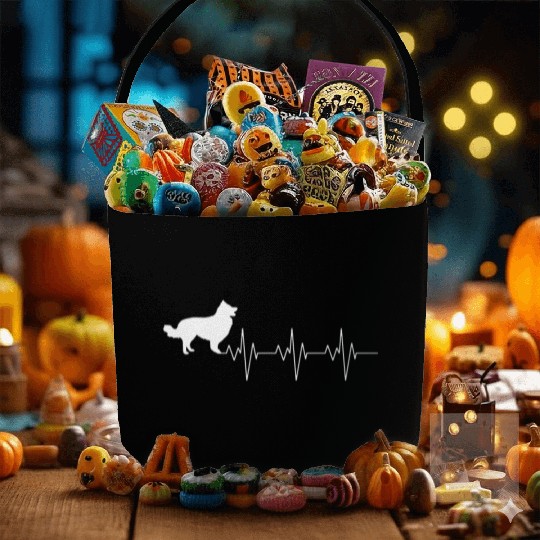 Border Collie Dog Heart Beat Gift Fabric Baskets