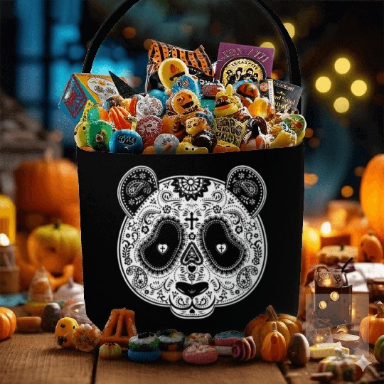 Sugar Skull PANDA Day of the Dead los muertos Mexi Fabric Baskets