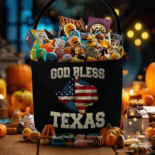 God Bless Texas Proud Strong Awesome Design Gift Fabric Baskets