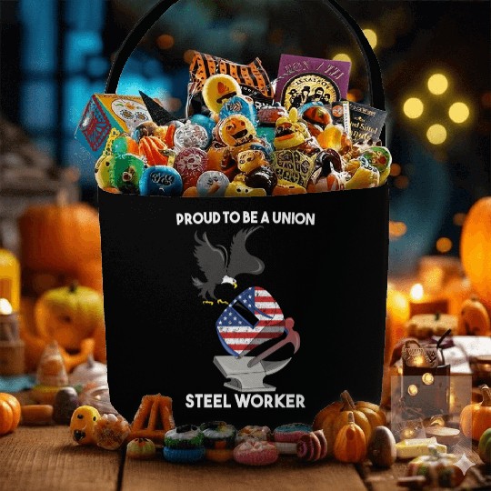 UNION STEEL WORKER USA GIFT FUNNY DAD EAGLE HAMMER Fabric Baskets