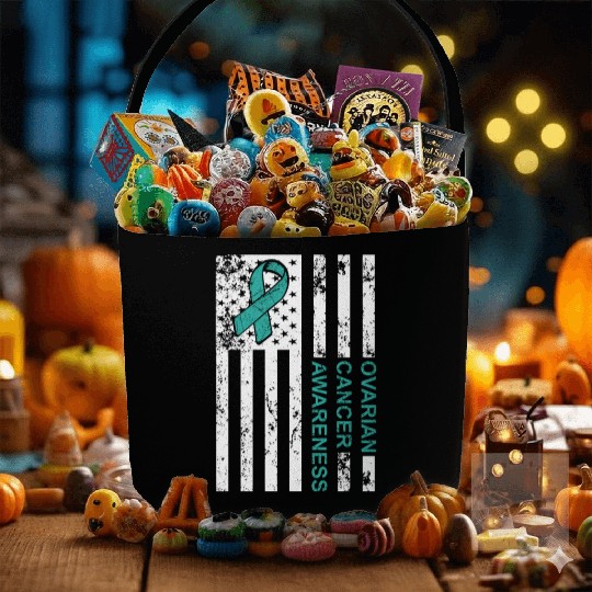 USA Flag Ovarian Cancer Awareness Fabric Baskets