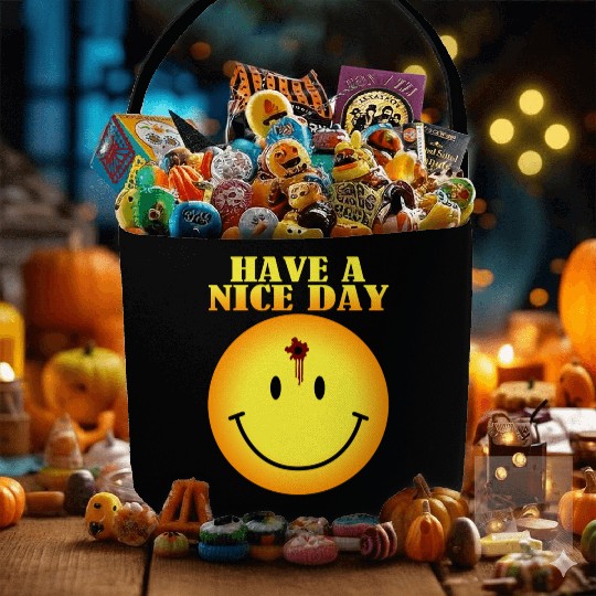 smiley face bullet hole Fabric Baskets