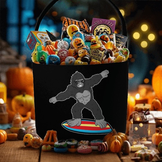 Gorilla Mokey Ape Surfing Surf Gift & Present Fabric Baskets