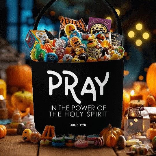 Pray In the Power of The Holy Spirit, christian Fabric Baskets