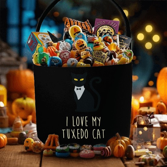 I Love My Tuxedo Cat Fabric Baskets