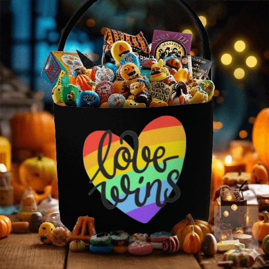 Love Wins LGBT Pride Rainbow Heart CSD Fabric Baskets Fabric Baskets