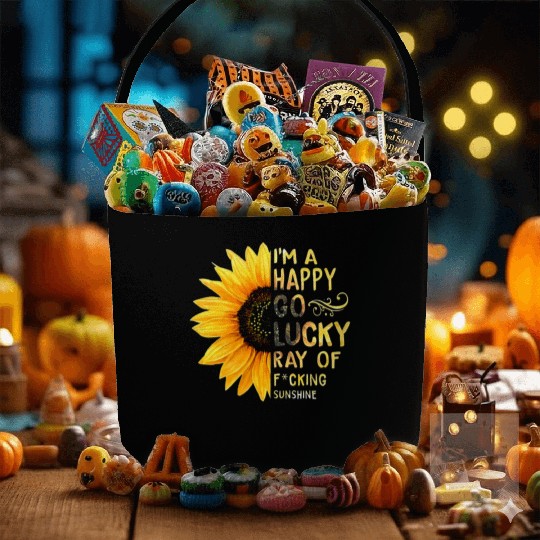 I'm A Happy Go Lucky Ray of Sunshine Sunflower Fabric Baskets